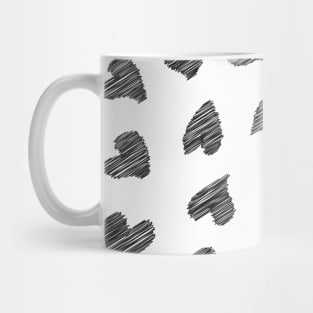 Seamless scribbled black hearts pattern Mug